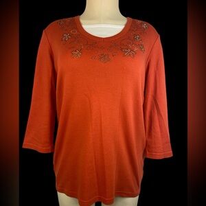 Decorated Originals Long Sleeve Top with Beaded Detail Women’s Large